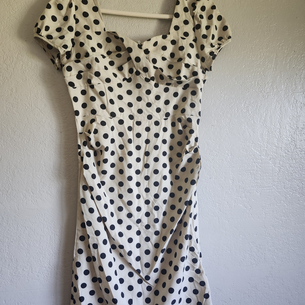 Retro Stage Polka Dot Midi Dress Sz L NWT PinUp Retro - Picture 2 of 7